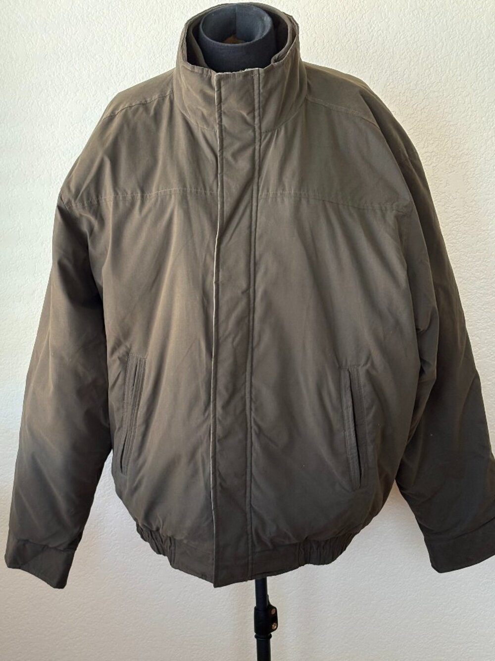 Croft & Barrow Mens L Winter Jacket Brown Wool Blend Lined Fleece